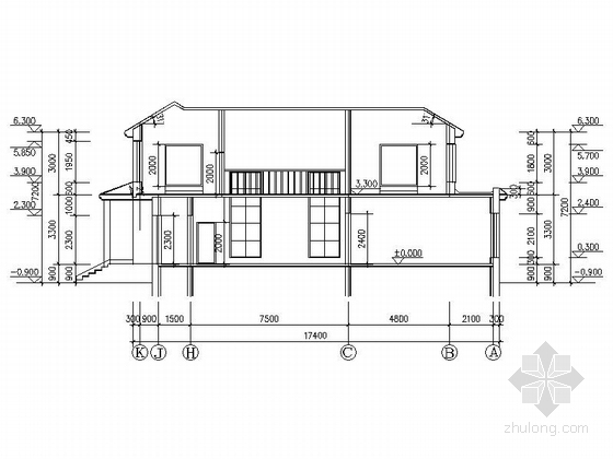 300平高级欧式别墅设计施工图带效果图（知名建筑设计院）-300平高级欧式别墅设计施工剖面图