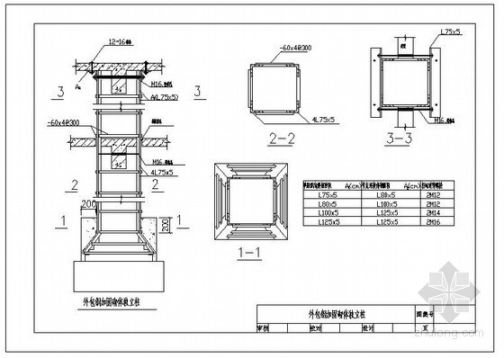 外包混凝土柱构造资料下载-某外包钢加固砌体独立柱节点构造详图