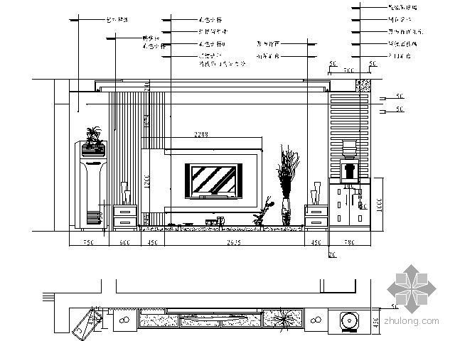 电视墙立面图cad资料下载-电视墙立面图