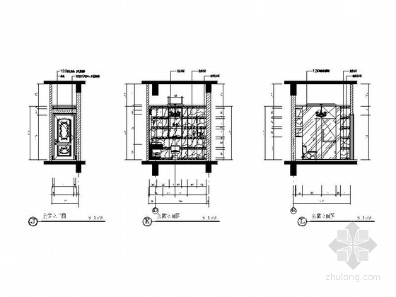[原创]豪华欧式酒店型公寓样板间装修设计CAD施工图（含效果图）立面图
