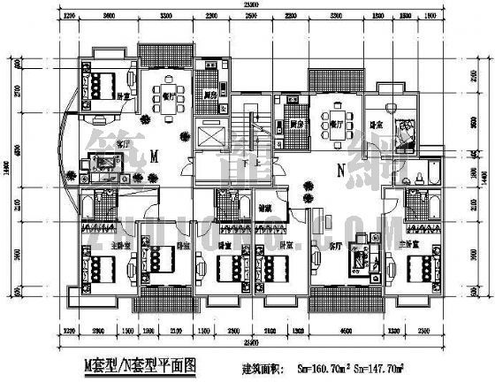 6层塔式住宅平面图资料下载-户型平面图6