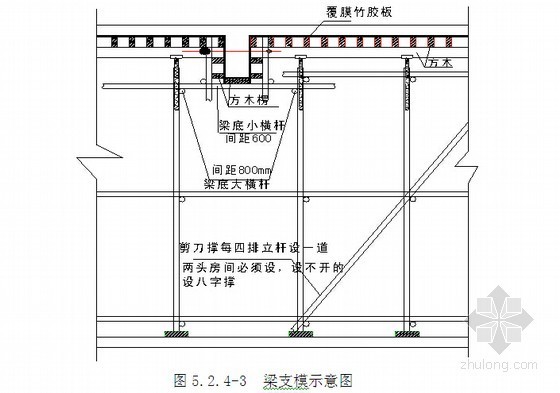 框架结构地下室工程剪力墙模板施工工法-梁支模示意图 