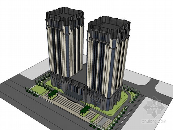 高层建筑的建筑间距资料下载-高层建筑SketchUp模型下载