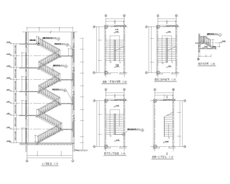室内软包装修详图资料下载-12套室内楼梯装修节点详图