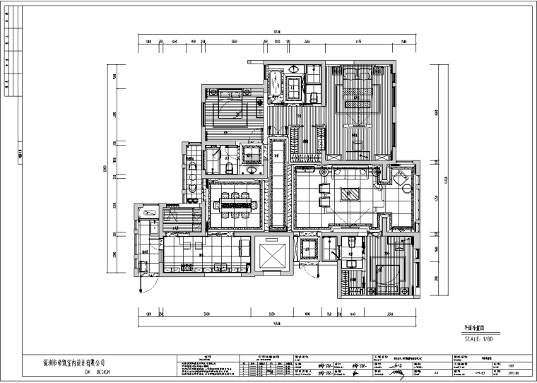 某小区别墅样板房装修图资料下载-广东某200平样板房室内设计施工图