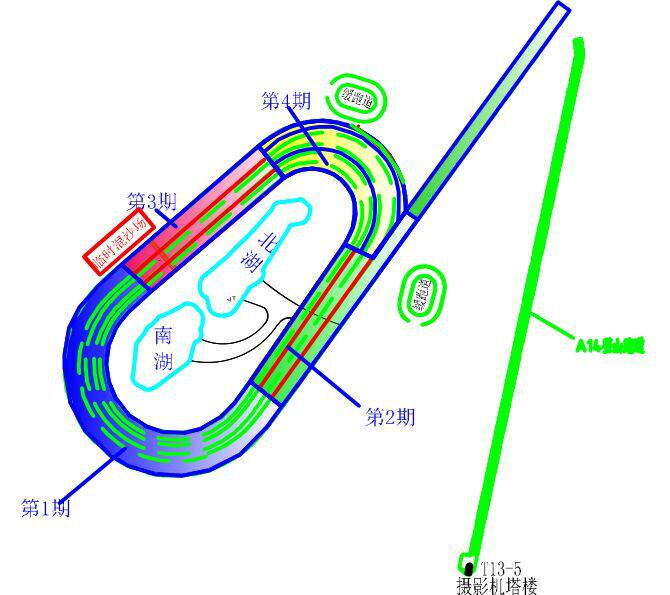 广州香港马会马匹运动训练场施工组织设计-市政工程二区跑道布置图