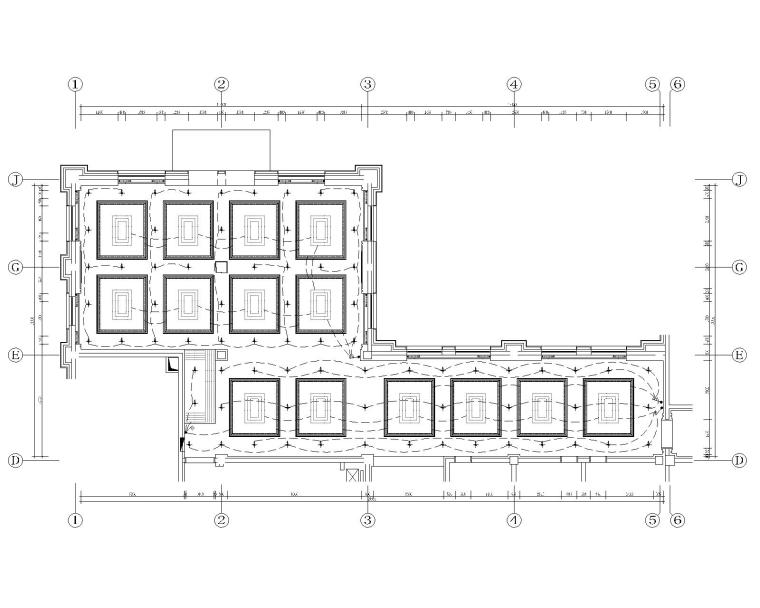 [黑龙江]现代--日月峡旅游度假服务区综合楼室内装修设计施工图（附效果图）-4一层大餐厅天花连线图