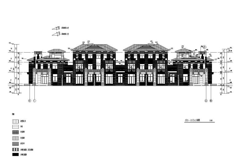 [山东]临沂北城新区新中式风格居住区建筑施工图设计-立面图