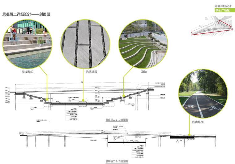 [广东]深圳国际生物谷坝光核心启动区中心公园景观设计（JPG+277页）-景观桥二详细设计——剖面图