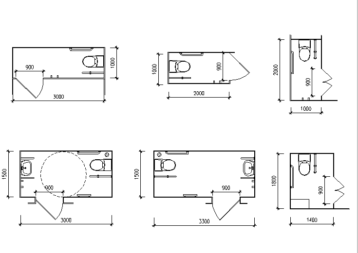 无障碍设计图例资料下载-多场所卫生间设计规范（含无障碍卫生间）CAD图集