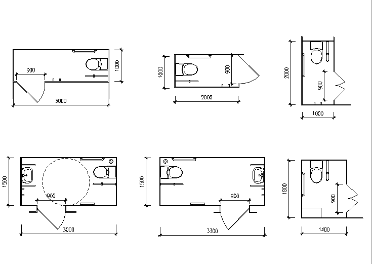 卫生间残疾人cad资料下载-多场所卫生间设计规范（含无障碍卫生间）CAD图集