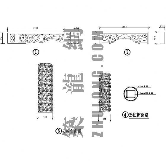 江南风格牌坊施工详图-3