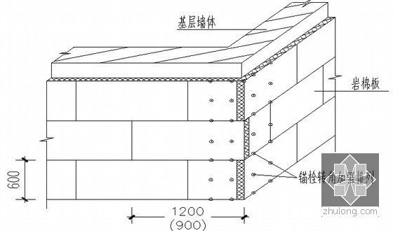 [天津]住宅楼外墙岩棉板保温系统施工方案（专家论证、节点做法详图）-（岩棉板、锚栓转角排列示意图）