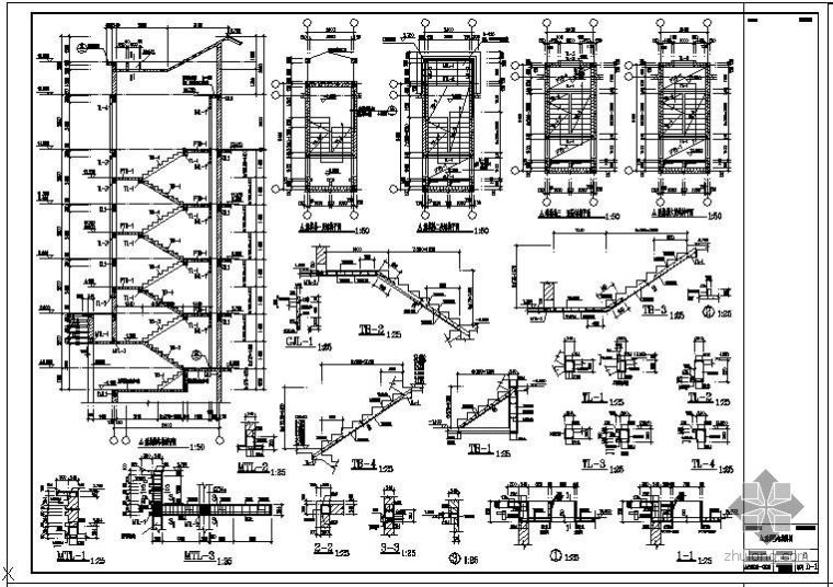 楼梯详图图集资料下载-某楼梯结构节点构造详图（图集）