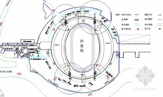 [北京]框架、钢结构体育馆施工组织设计（中建 图表详细）-主体结构施工阶段平面布置图 