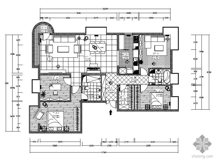 现代四居室设计图资料下载-古典现代混搭四居设计图（含效果）