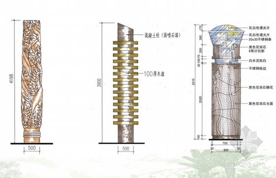[延安]综合性生态休闲绿地公园总体规划扩初设计方案-景观柱详图