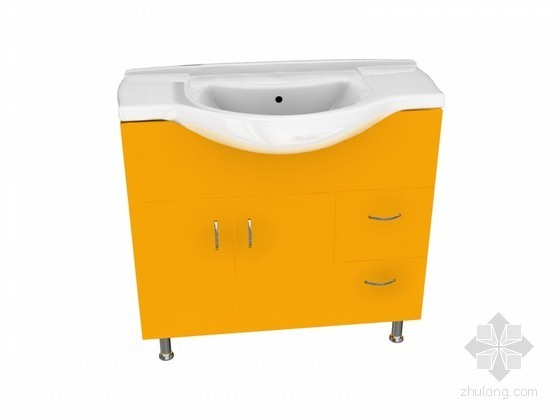 黄色大理石贴图资料下载-黄色整体洗手盆3D模型下载