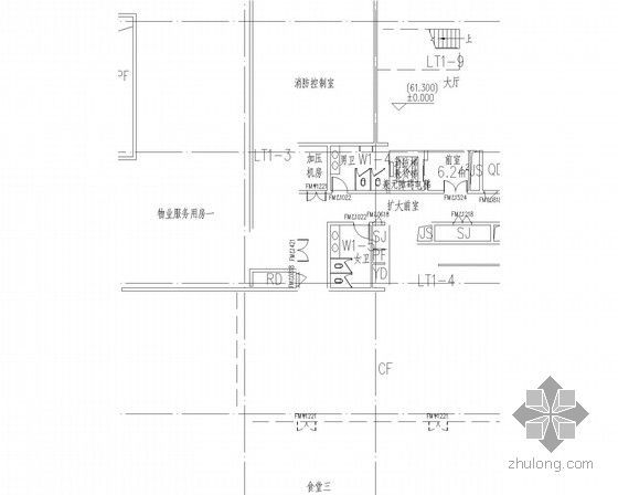 [广东]厂房食堂全套给排水消防施工图（系统全面 大空间智能灭火 雨水收集利用）-自动喷淋平面图