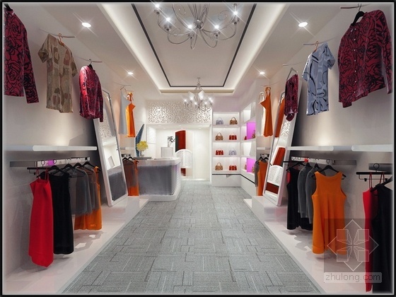 [江西]知名品牌高档女装专卖店装修施工图（含效果及3Dmax模型）效果图