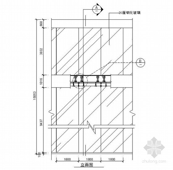 玻璃幕墙剖面图节点大样资料下载-某吊挂式玻璃幕墙（四）节点详图
