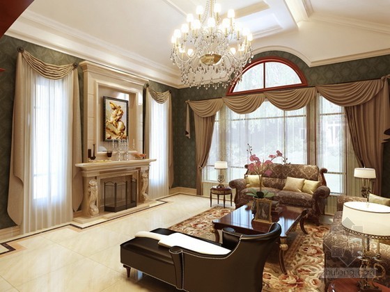 室内效果图图片大全资料下载-美式别墅室内效果图3D模型
