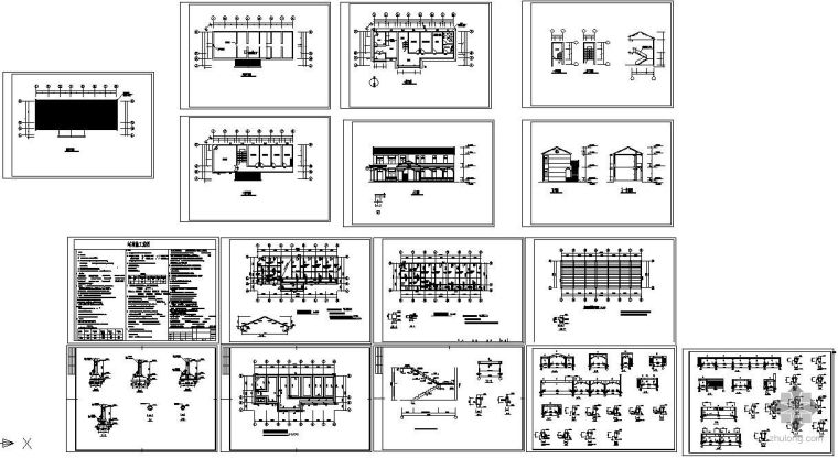 二层砖混平屋面楼图纸资料下载-某两层带弧形梁小办公楼建筑结构图