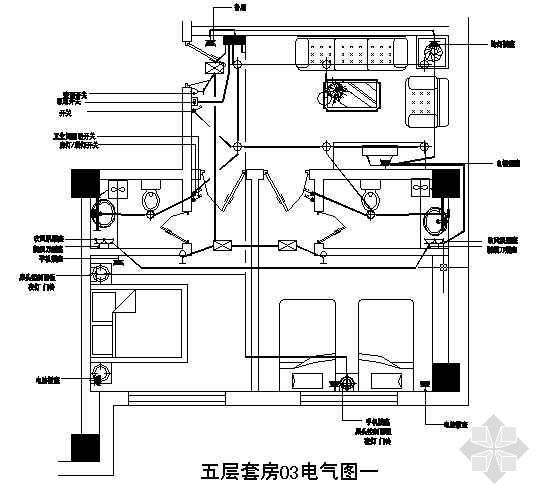 快捷酒店客房电气系统图资料下载-某酒店客房电气大样图