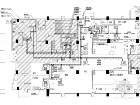 [广东]医技楼空调通风及防排烟系统设计施工图（含洁净设计）-一层静脉配液中心空调水管平面图 