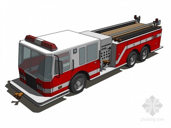 CAD汽车模型图资料下载-消防车SketchUp模型
