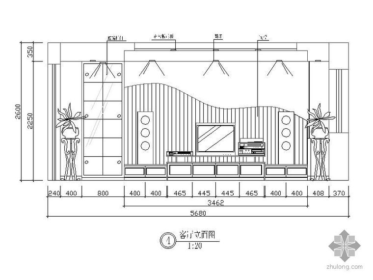 cad室内背景墙立面图资料下载-电视背景墙立面