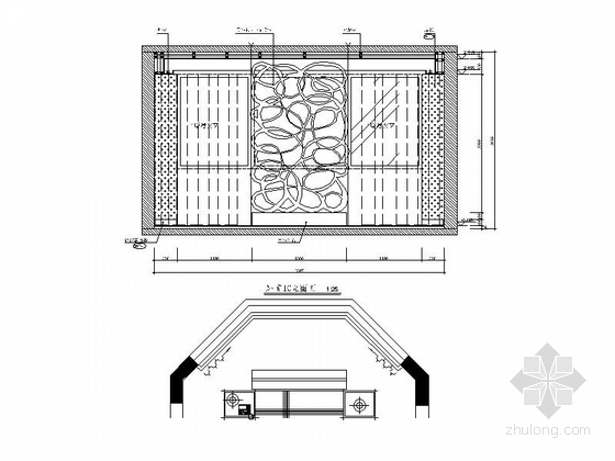 [广东]精品黑白风格两层别墅样板房室内装修施工图（含效果）卧室立面图