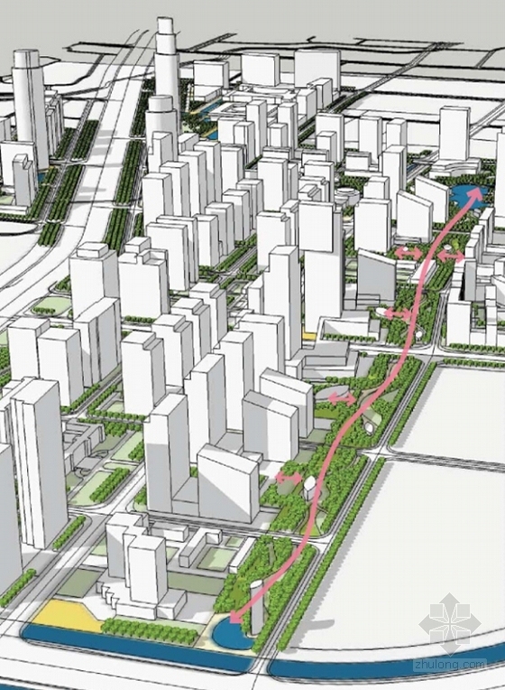 [山东]城市CBD核心区规划设计方案文本（知名设计院）-城市CBD核心区规划设计模型图