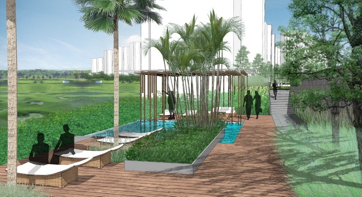 [重庆]高尔夫别墅花园洋房小区景观设计方案-水疗池区