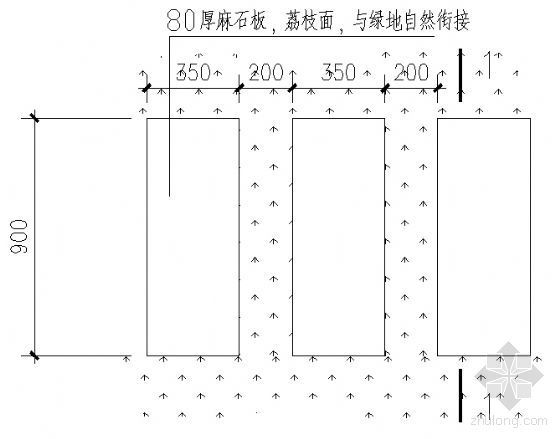 石板剖面资料下载-0.9M麻石板汀步详图