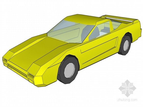 老解放军汽车3d模型资料下载-黄色汽车SketchUp模型下载