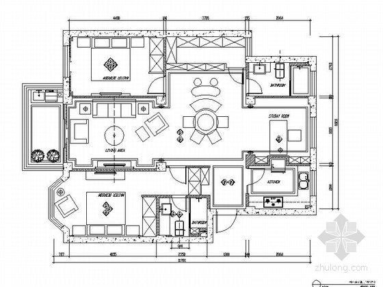 家装cad室内资料下载-10万元简欧风格两居室家装CAD施工图（含效果图装修预算）