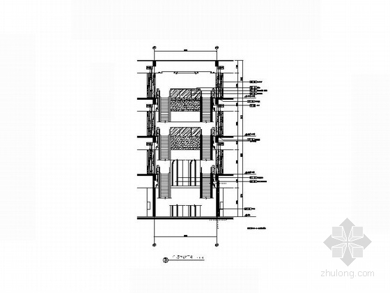 [广东]全国连锁百货商场空间室内CAD施工图（含效果图）中庭立面图 