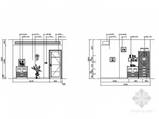 某绿城现代高档四层别墅室内装修图（含实景）-儿童房立面图