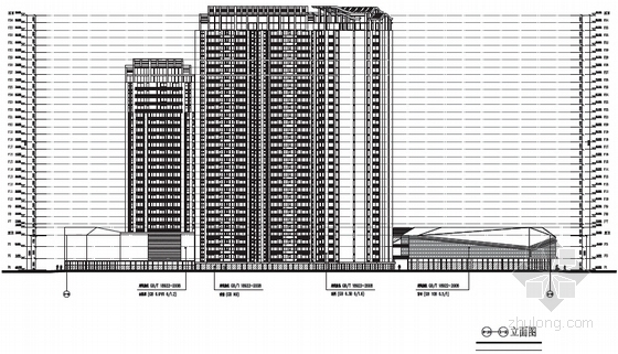 [成都]现代风格超高层商住楼建筑设计方案文本-现代风格超高层商住楼立面图