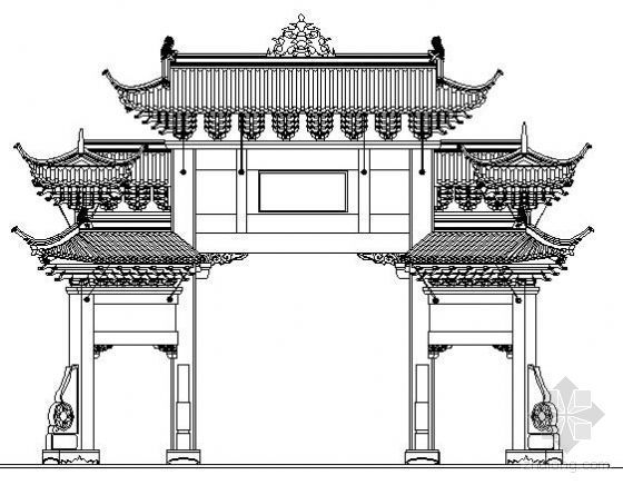 牌坊施工图纸资料下载-某公园入口仿古牌坊施工图