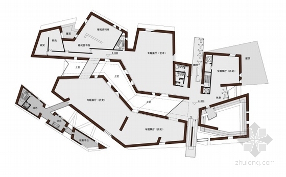 [重庆]现代风格2层纪念馆建筑设计方案文本-纪念馆平面图