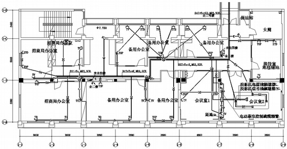 弱电智能化施工标注图资料下载-南京某办公楼弱电智能化布线施工图