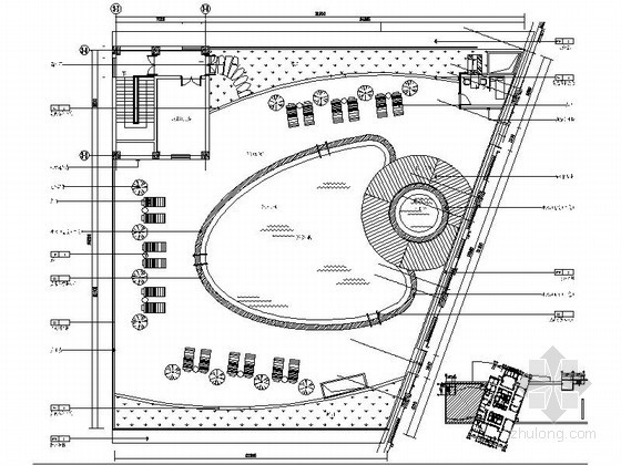 酒店屋顶花园CAD平面图资料下载-酒店带游泳池屋顶花园平面图