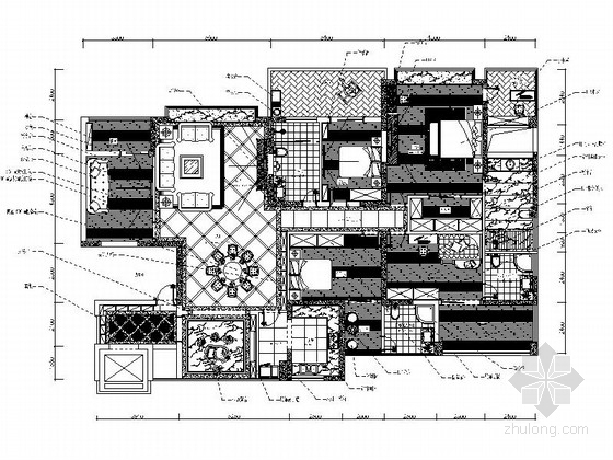 新建墙体dwg资料下载-[深圳]低密度纯高层大宅美式风情四居室装修施工图（含效果）