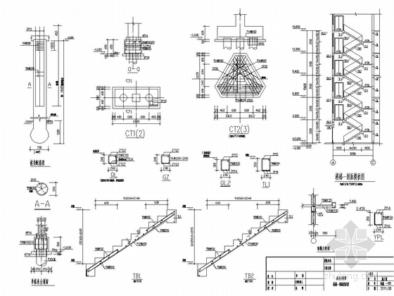 [湖南]地上六层砖混结构住宅楼结构施工图-楼梯一剖面模板图