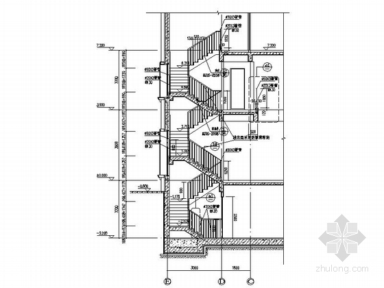 [江苏]3层双拼别墅建筑施工图（含地下一层）-3层双拼别墅建筑楼梯节点图