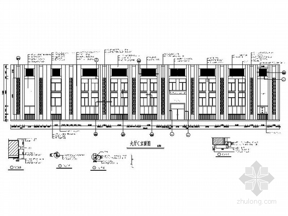 文化活动中心维修改造工程室内装修施工图大厅立面图 