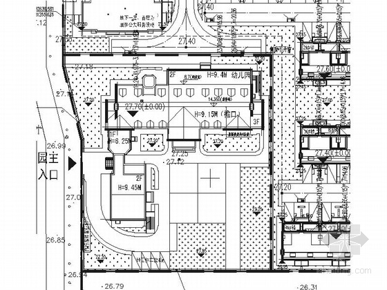 [北京]6班英式豪华幼儿园建筑施工图（知名设计院）-6班英式豪华幼儿园建筑首层平面图 