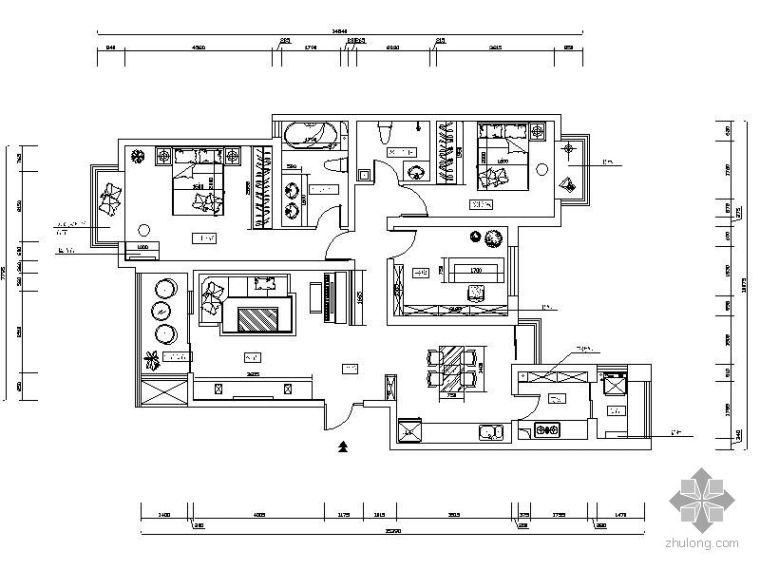 三室两厅cad效果图资料下载-三室两厅设计图（含效果）